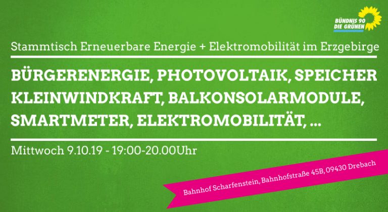 Einladung zum “Stammtisch für Erneurbare Energie und Elektromobilität”
